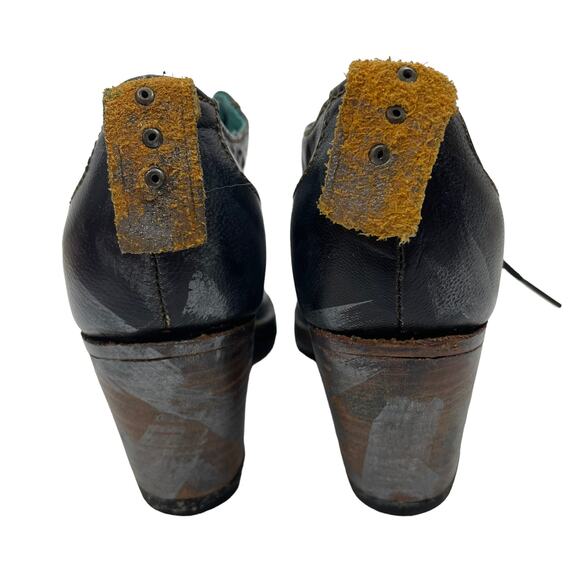 Pskaufman Crosswalk Oxford Ankle Boots Hand Paint Metallic Cap Toe Size 7 - Picture 6 of 10